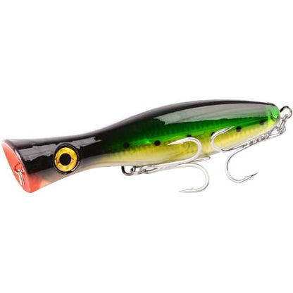 Popper Fishing Lure, JAZALIC 1 PCS Topwater Popper Lures 3D Eyes Fishing Accessories for Saltwater Surface Casting and Freshwater Gt Tuna Kingfish Large Predator Fish (6.3in, 2.82Oz) - color: Green