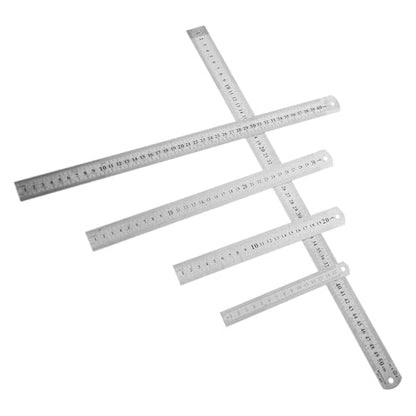 Lurrose 5pcs Double-Sided Stainless Steel Rulers with Metric and Imperial Scales, Metal Measuring Yardsticks Set for School, Office, and Construction Use, Straight Ruler Kit