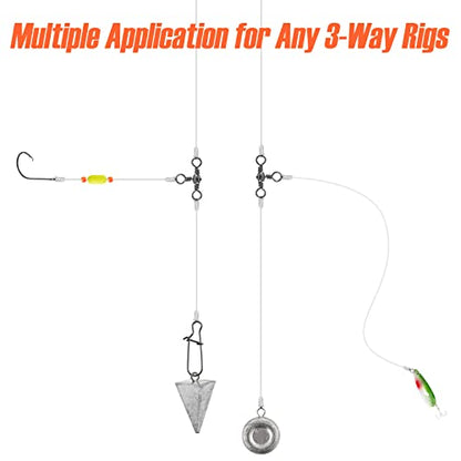 Dr.Fish 30 Pack Fishing 3 Way Swivels, 35-175LB, Three Way Barrel Swivels Fishing Tackle Catfish Rig - size: #3/0-175LB