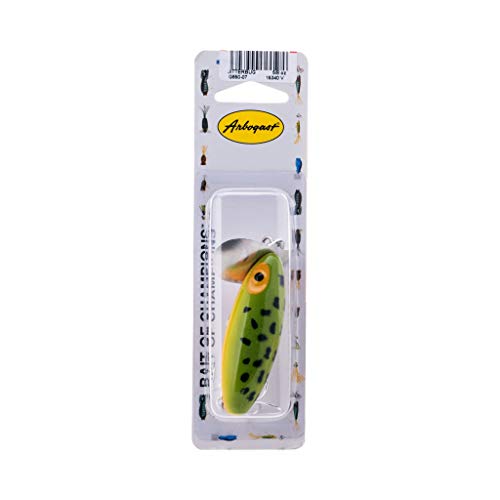 Arbogast Jitterbug Topwater Bass Fishing Lure - Excellent for Night Fishing - color: Frog Yellow Belly, size: 3", 5/8 oz