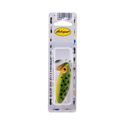 Arbogast Jitterbug Topwater Bass Fishing Lure - Excellent for Night Fishing - color: Frog Yellow Belly, size: 3", 5/8 oz