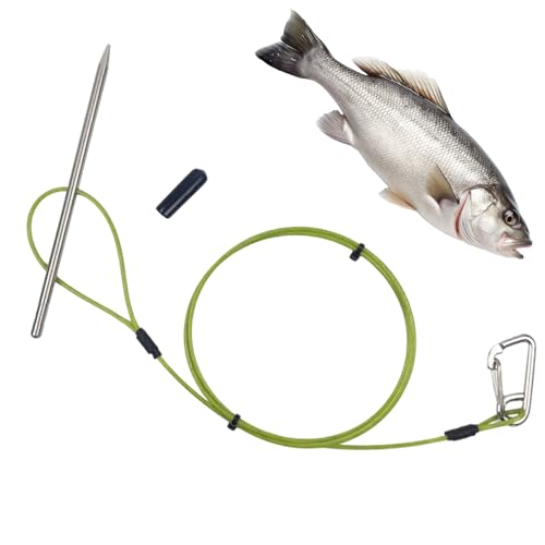 Stainless Steel Fishing Stringer Stainless Steel Cable Fastener | with Carabiner Heavy Duty Fishing Equipment for Scuba Kayaking Lake Pond Seaside Stream - color: Rope length 120cm