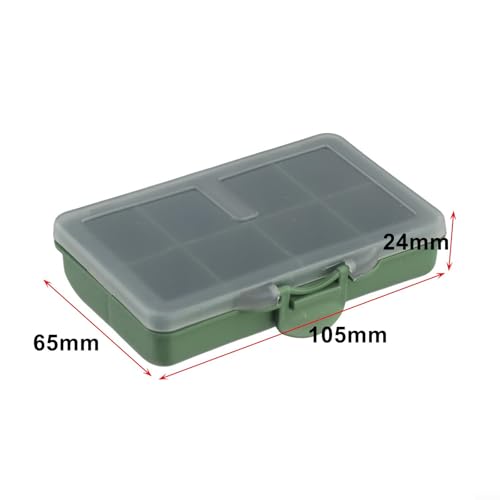 Fishing Tackle Box for Carp Fishing, Small Bait Storage Container with 1-8 Compartments, PP Polymer Lure Organizer and Rig Case, Green(F) - size: F
