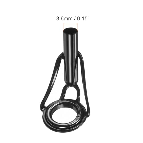 PATIKIL Tube Dia Fishing Rod Tips Repair Kit, Stainless Steel Black Guide Ring for Fishing - size: 3.6mm