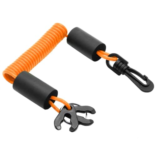 Floatable Boat Kill Switch Lanyard with Backup Key & Flotation Foam - color: Orange
