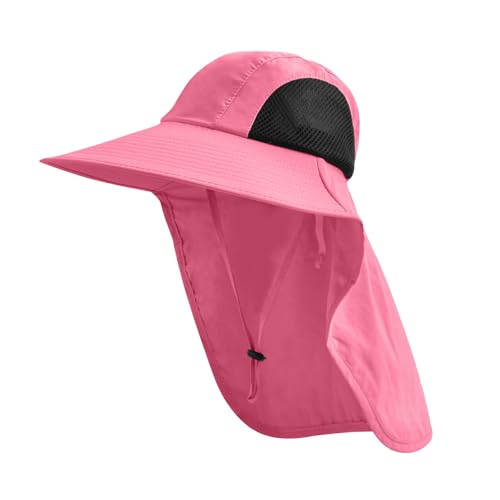 Sun Hat for Men Women with Neck Flap,UPF 50+ UV Protective Hiking Fishing Hats,Wide Brim Sun Hat for Women&Men - color: 1pack-rose