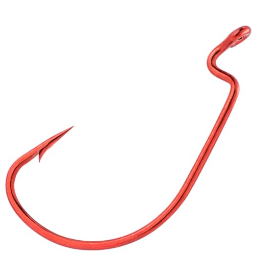 Dr.Fish EWG Hooks Bass Fishing Worm Hooks Extra Wide Gap Freshwater Fishing Carolina/Texas Rig - color: Red, size: #2-100Pack
