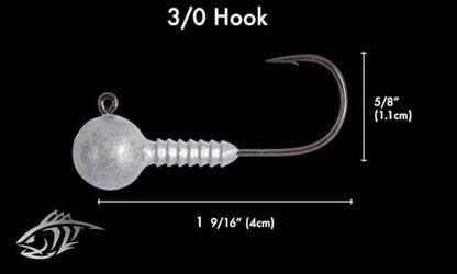Lunker City Fishing Pro Lite Jig Heads 1/16oz 1/8oz 1/4oz 3/8oz 1/2oz Round Ball Light Tackle Lead Jigs Black Nickel UltraPoint 3/0 Hook LunkerGrip for Soft Plastic Bass Lures, Made in The USA - size: 1/16oz