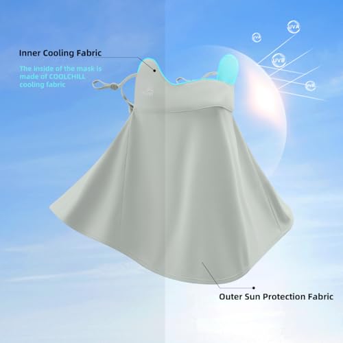 Sun UV Face Mask UPF 50+ Breathable Face Cover Scarf Cooling Neck Gaiter Outdoor Cycling Hiking SLF6M005T - color: Grey