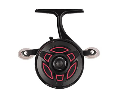 13 Fishing - Descent Aluminum - Inline Ice Fishing Reel - 2.7:1 Gear Ratio - Left Hand Retrieve (Aluminum Spool Gen 2 Design) - D2AL-2.7-RH, Black/Red