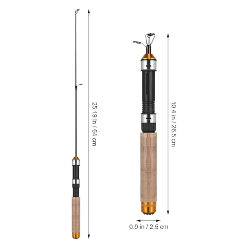 SHINEOFI Telescopic Mini Ultra-Light Ice Fishing Rod Pole 25.59 Inch Portable Pocket Fishing Rod with Durable Guides for Winter Angling