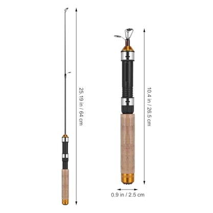 SHINEOFI Telescopic Mini Ultra-Light Ice Fishing Rod Pole 25.59 Inch Portable Pocket Fishing Rod with Durable Guides for Winter Angling
