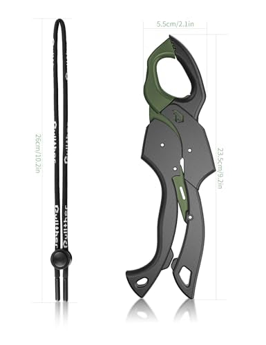 Fish Gripper 9.2",Fish Grabber Tool with Lanyard,Fish Holder for Saltwater - color: green