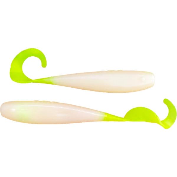A.M. Fishing Curly Tail Jerkshad 4 Inch Soft Baits Garlic Infused,– 8 Pack – Saltwater & Freshwater Fishing Lures for Bass, Redfish, Snook, and Trout - color: Red Glow