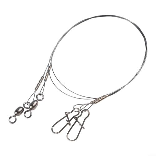 Titanium Fishing Leader Line With Swivel Snap, Steel Wire For Pike Muskie Bass, Anti Bite Saltwater Tackle For Predatory Fish Rigging Gear(30cm 14kg) - size: 30cm 14kg