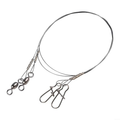 Titanium Fishing Leader Line With Swivel Snap, Steel Wire For Pike Muskie Bass, Anti Bite Saltwater Tackle For Predatory Fish Rigging Gear(30cm 14kg) - size: 30cm 14kg