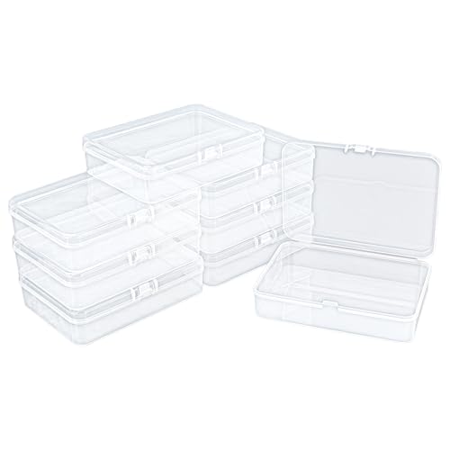 8 Pack Rectangular Clear Plastic Storage Containers Box | Hinged Lid, For Beads and Small Craft Items, 4.5 x 3.3 x 1.1 inch - size: 4.5 x 3.3 x 1.1 inch