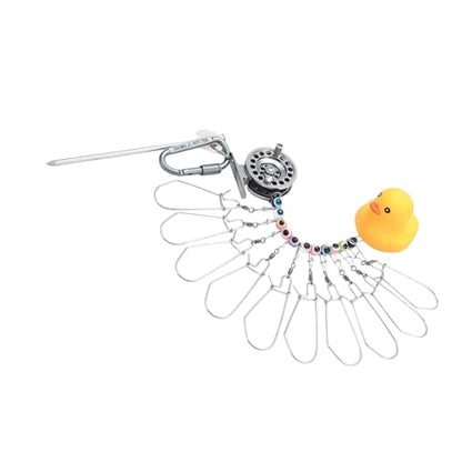 Live Fish Holder Stringer with Stainless Steel Chain and Reel Tackle Fishing Holder Buckle Set with Reel - color: 10 buckles, size: 7m