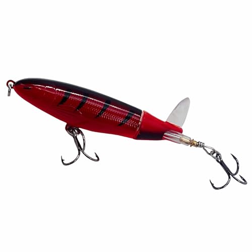 Bestac Topwater Fishing Lures Set Popper Lures for Bass Catfish Pike Perch Bass Lures with Floating Rotating Tail Artificial Hard Bait Multiple Colors - color: Red