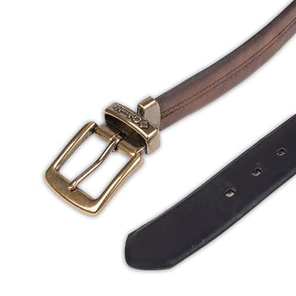 Columbia Men's 2-in-1 Reversible Casual Leather Belt – Versatile Everyday Style, Dual-sided Strap - color: Brown/Black Stretch, size: 2X (46-48)