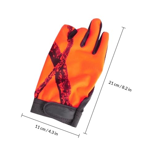 ABOOFAN 3-Finger Exposure Fishing Gloves, Anti-Slip Waterproof Thermal Windproof Gloves for Outdoor Fishing and Camping, Orange Pair