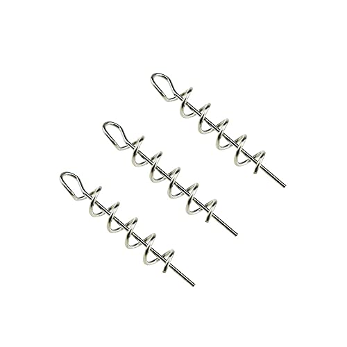 Centering Pin Spring Twist Lock Fishing Screw Worm Hook Crank Grub Rig Fixed Bait Run Straight Self Align Long Enough Secure Not Off Center Stainless Steel for Soft Lure - size: 26mm 100Pcs