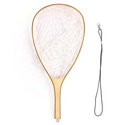 Fly Fishing Landing Net Soft Rubber Small Or Big Mesh Trout Catch and Release Net - color: Black