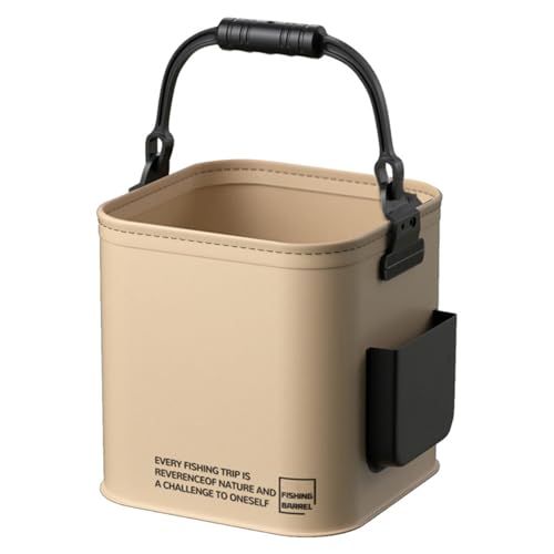 8L Foldable Collapsible Bucket Outdoor Bucket with Lid Waterproof Multi-Functional Bucket with Zipper Closure Lid Live Bait Bucket Fish Container Camping Food Storage Bucket A
