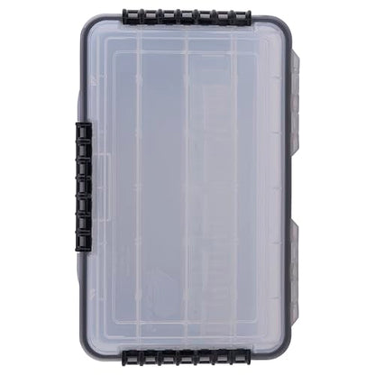 Plano Waterproof 3700 Stowaway Tackle Box, 14" X 9" X 1.875", Durable Cam-Action Latches, O-Ring Seal, Adjustable Dividers for Versatile Fishing Storage, Clear/Red - size: 3700, style: Regular