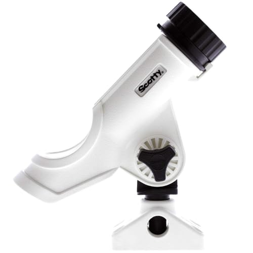 Scotty #230 Powerlock Rod Holder with #241 Side/Deck Mount, Adjustable Boat Fishing Rod Holder, Universal Cradle Design, Side or Deck Mount Installation, Marine-Grade Construction - color: White