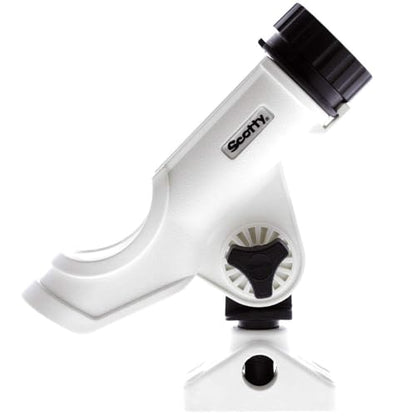 Scotty #230 Powerlock Rod Holder with #241 Side/Deck Mount, Adjustable Boat Fishing Rod Holder, Universal Cradle Design, Side or Deck Mount Installation, Marine-Grade Construction - color: White