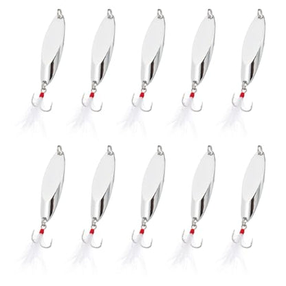 PATIKIL Fishing Spoons, Fishing Lures Casting Spoon Treble Hooks Jigs Hard Metal Spinner Baits - color: Silver Tone, size: 3/4 oz