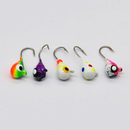 Tungsten Ice Fishing Jig Set Ice Fishing Lures, Max Sensitive Tungsten Tear Drop Ice Jig Head Hook for Panfish, Crappie, Walleye, Perch, Trout, Bluegill - color: 5-Piece Variety, size: 4MM, 1/25 OZ