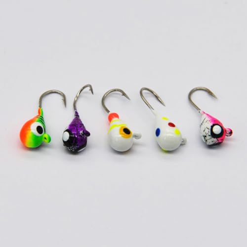 Tungsten Ice Fishing Jig Set Ice Fishing Lures, Max Sensitive Tungsten Tear Drop Ice Jig Head Hook for Panfish, Crappie, Walleye, Perch, Trout, Bluegill - color: 5-Piece Variety, size: 4MM, 1/25 OZ