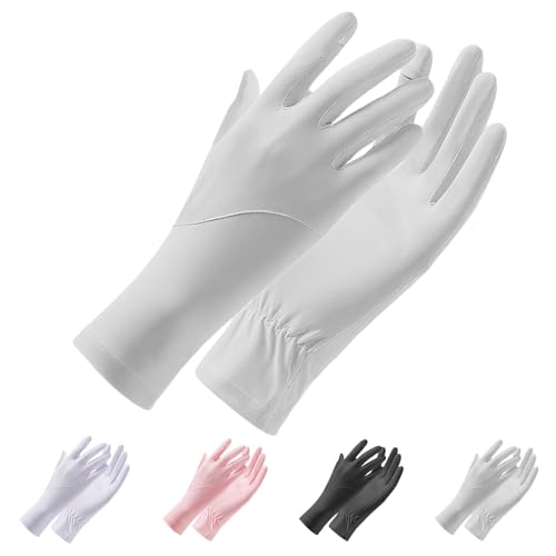 UPF 50+ Sun Protection Gloves for Women – Driving UV Protection Sun Gloves for Driving Hiking Outdoor Activities - color: Grey