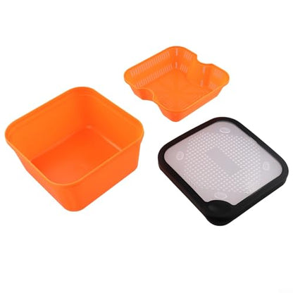 2 in 1 Pellet Strainer and Redworm Bait Box, PP Fishing Tackle Container with Perforated Lid for Draining Hemp, Meat, Casters, Live Baits, Orange(6.5-OS) - size: 6.5-OS