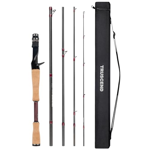 TRUSCEND Craz Easy Control Baitcasting Fishing Rods, 1-Piece Performance Multi-Piece Travel Rod, High Strength & Sensitive Backbone, Tough Fishing Rod with Toray Carbon, Fuji A Ring & K Guide - color: 6'7"-ML--Fast, size: 5 Pieces