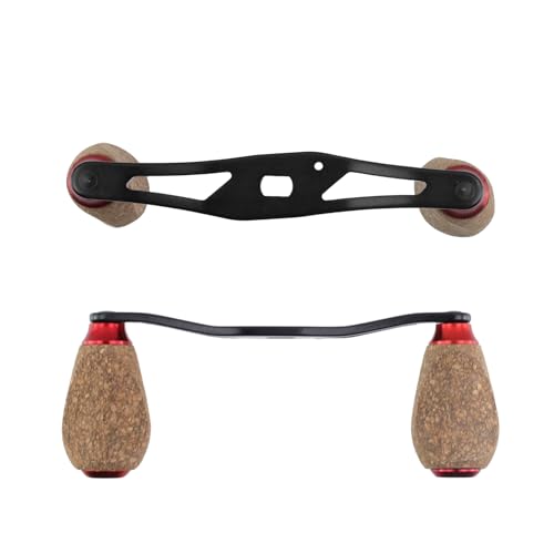 Fishing Reel Handle Replacement Parts Red Fishing Baitcasting Reel Handle Rocker Arm Girp Fishing Rod Spinning Reel Grip with Wood Knob - color: Red