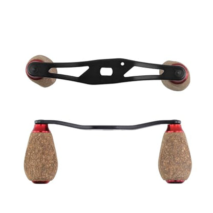 Fishing Reel Handle Replacement Parts Red Fishing Baitcasting Reel Handle Rocker Arm Girp Fishing Rod Spinning Reel Grip with Wood Knob - color: Red