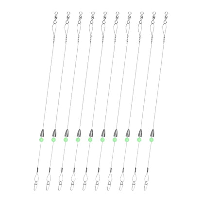 Carolina Rigs for Fishing- 12 Inch Steel Fishing Leaders with Fishing Weight, Pre Rigged Carolina Rigs with Fishing Weight 1/6oz, 1/4oz, 1/2oz, 10 Pcs - size: 1/6 oz; 12 Inch