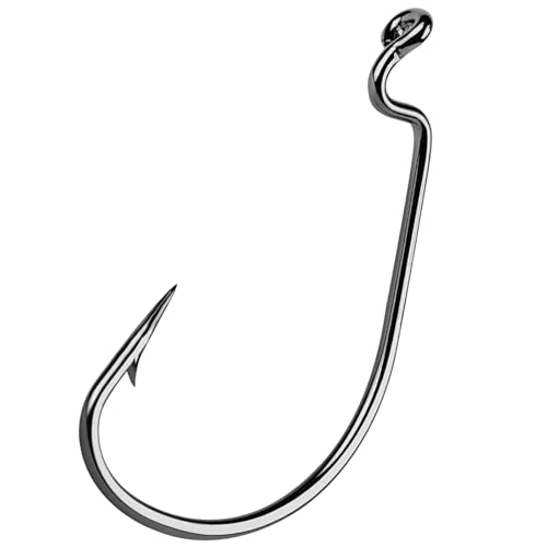 UCEC Fishing Hooks Offset Shank Worm Hooks Extra Wide Gap 2X Strong Carbon Steel Bait Jig for Bass Fishing Trout Catfish Saltwater Freshwater 1/0 2/0 3/0 4/0 5/0 30pcs/Box - size: 3/0 30pcs