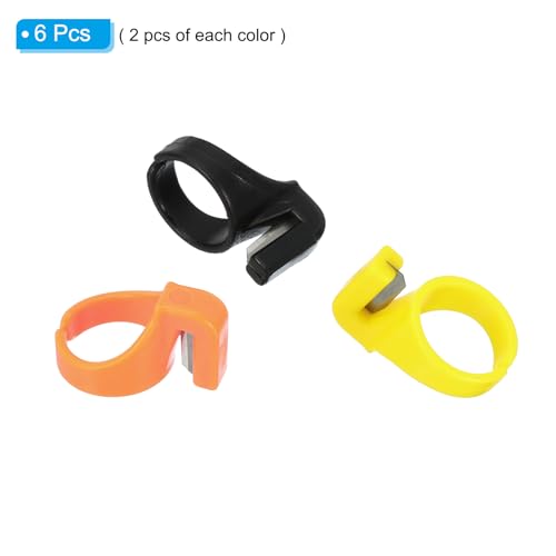 PATIKIL Plastic Quilting Sewing Thread Cutter Ring, 6 Pcs Yarn Cutter Ring Finger Sewing Rings Cutting Tool for Cutting Yarn Fish Line Craft, 3Color