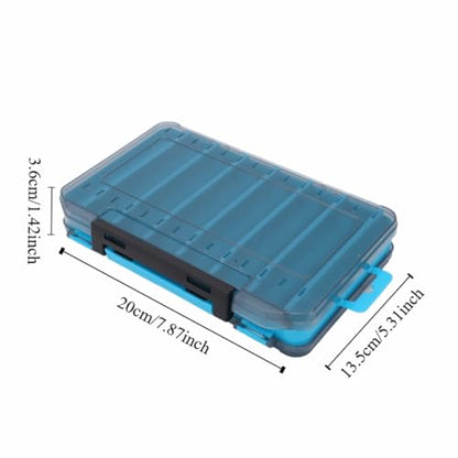 ‌Double-Sided Fishing Lure Box – 14-Slot Water proof Bait Organizer with Handle & Ventilation for Freshwater/Saltwater Fishing(Blue)