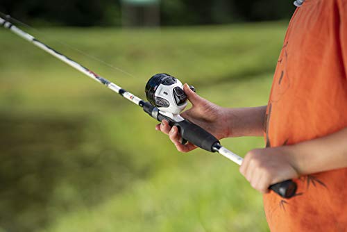 Abu Garcia 5’6" Ike Dude Youth Fishing Rod and Reel Spincast Combo, 2-Piece Rod, Size 6 Reel, Right Handle Position,White - style: Ike Dude Spincast (New Model)