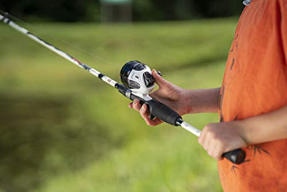 Abu Garcia 5’6" Ike Dude Youth Fishing Rod and Reel Spincast Combo, 2-Piece Rod, Size 6 Reel, Right Handle Position,White - style: Ike Dude Spincast (New Model)
