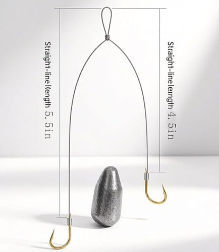 Pre-Tied Double Hook Fishing Rigs for Small Fish Trout Hooks, 20 Sets (40 fishHooks), Saltwater Freshwater Snelled Hooks Kit fluke Hooks, Ready-to-Fish Tackle Lorumox snelled Fishing Hooks - size: #2 & #3