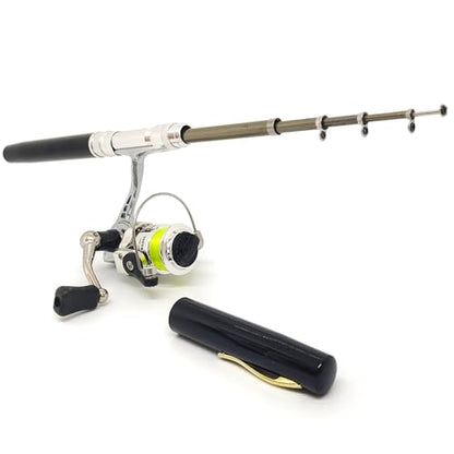 Portable Mini 38inches Telescopic Pen Fishing Rod and Reel Combo, Pocket Small Fishing Pole with All Metal Spinning Reel for River Lake Ice Fishing etc.
