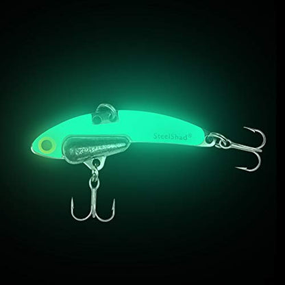 SteelShad Mini Series (1/4 oz) - 2 Pack - Glow in The Dark Fishing Lures - Lipless Crankbait for Freshwater Fishing - Perfect for Ice Fishing, Pan Fishing, Crappie, Walleye and Bass - color: Glow White