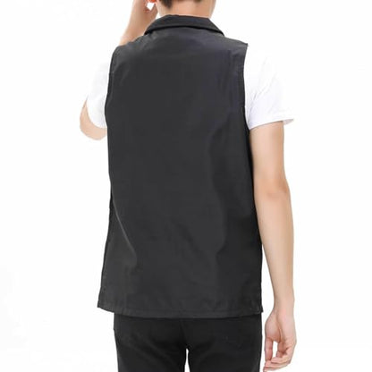 Men Women Outdoor Fishing Vest Zip Up Travel Hiking Summer Outerwear Unisex Mesh Breathable Waistcoat Lightweight - color: Black, size: Small
