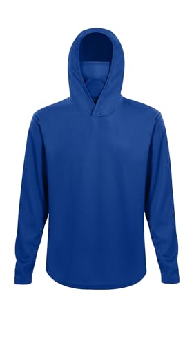 Men Hoodie Long Sleeve Shirts with Face Mask 5 Pack Fishing Workout Sun Protection Quick Dry Tops - color: 5-pack-blue, size: Medium